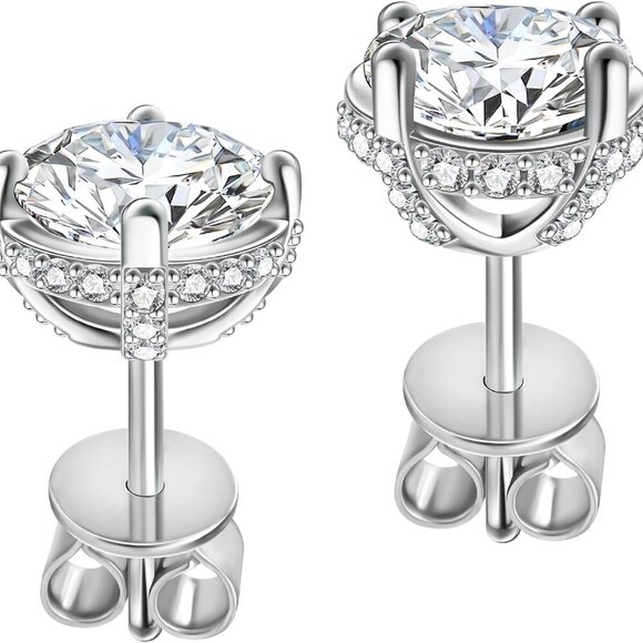Moissanite Stud Earrings Sterling Silver 2ct Hypoallergenic for Women Gift